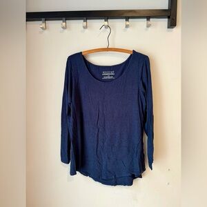 Encircled Navy Blue Long Sleeve Scoop Neck Shirt